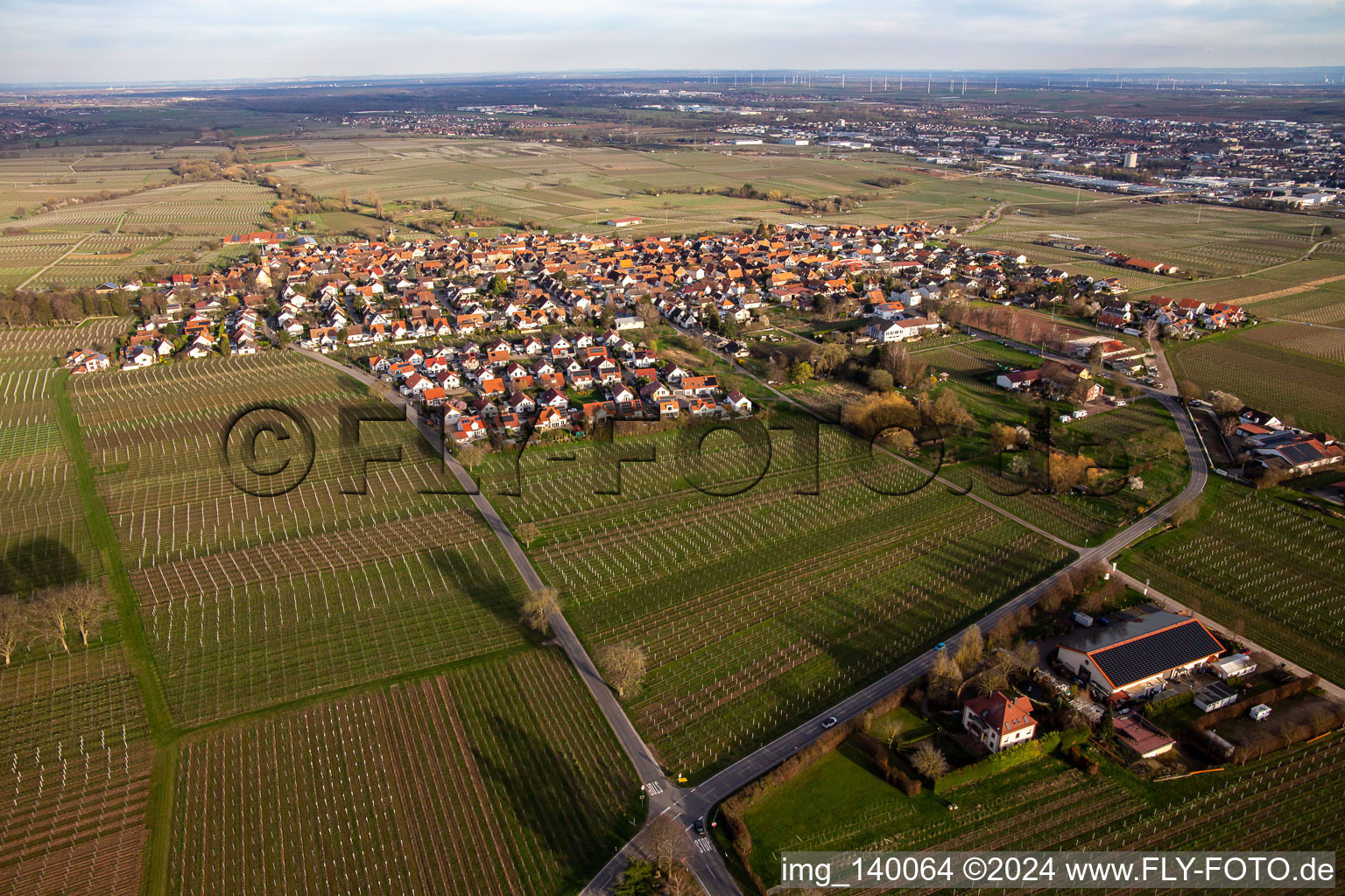 From the west in the district Nußdorf in Landau in der Pfalz in the state Rhineland-Palatinate, Germany