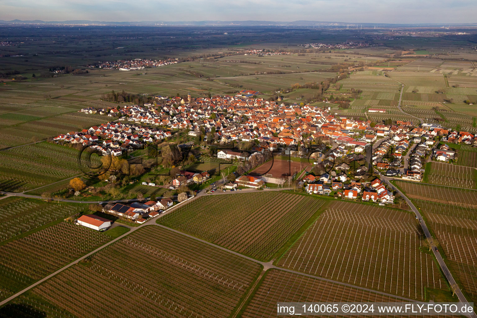 Aerial view of From the west in the district Nußdorf in Landau in der Pfalz in the state Rhineland-Palatinate, Germany