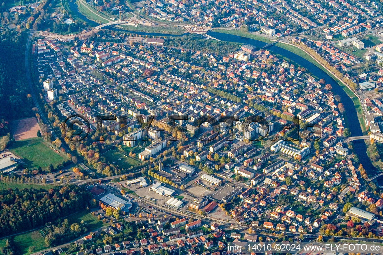 Gaggenau in the state Baden-Wuerttemberg, Germany from above