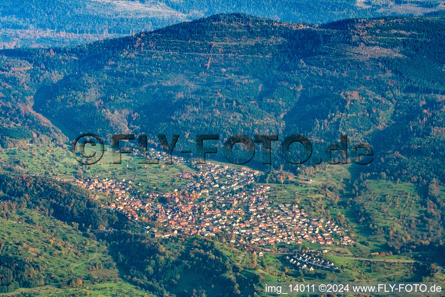 Gaggenau in the state Baden-Wuerttemberg, Germany seen from above