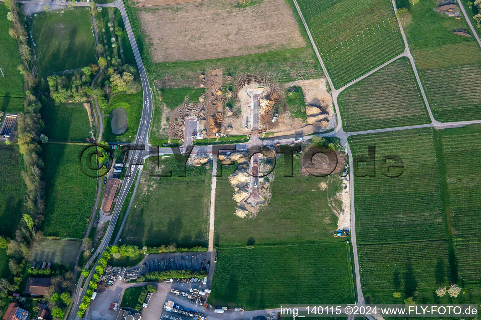 Development of the Bahnhofstrasse East commercial area in Klingenmünster in the state Rhineland-Palatinate, Germany