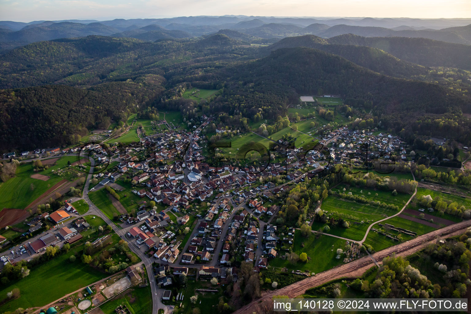 District Gossersweiler in Gossersweiler-Stein in the state Rhineland-Palatinate, Germany from the drone perspective