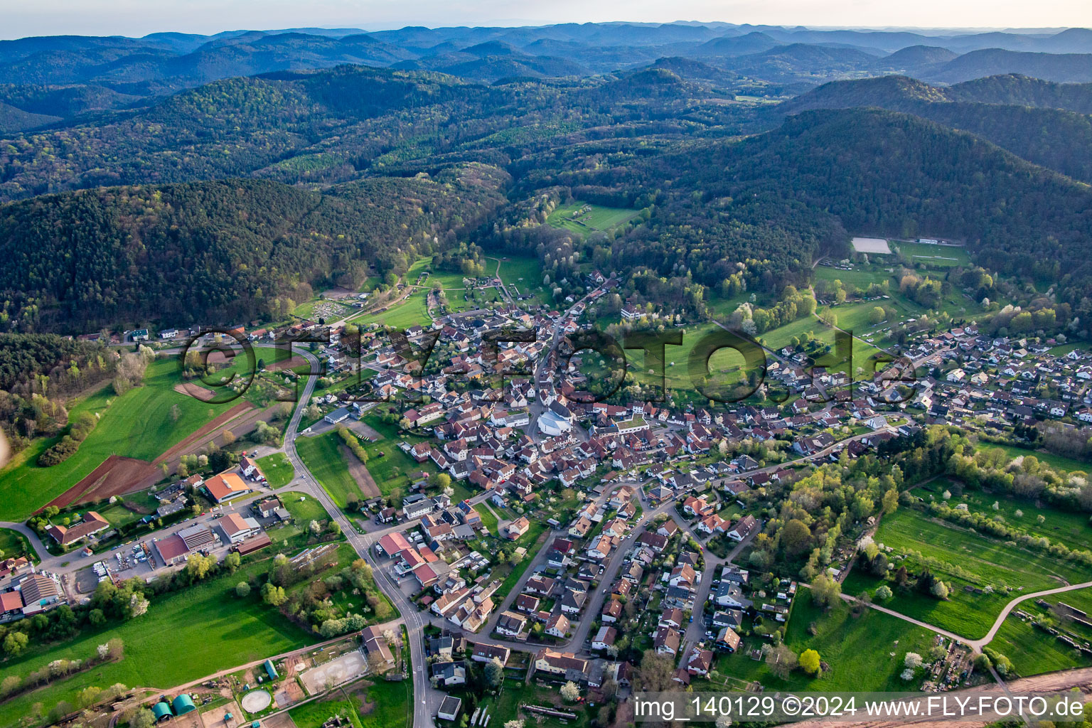 District Gossersweiler in Gossersweiler-Stein in the state Rhineland-Palatinate, Germany from a drone