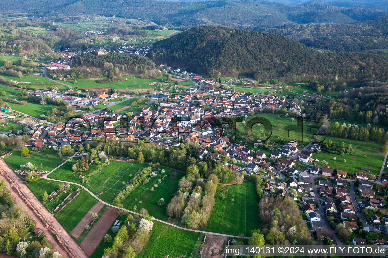 Aerial view of District Gossersweiler in Gossersweiler-Stein in the state Rhineland-Palatinate, Germany