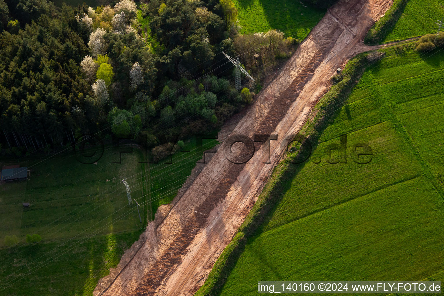 Path through the Palatinate Forest to rebuild the 51 km section of the Trans-Europe Natural Gas Pipeline (TENP-III from the Netherlands to Switzerland) between Mittelbrunn and Klingenmünster in Spirkelbach in the state Rhineland-Palatinate, Germany