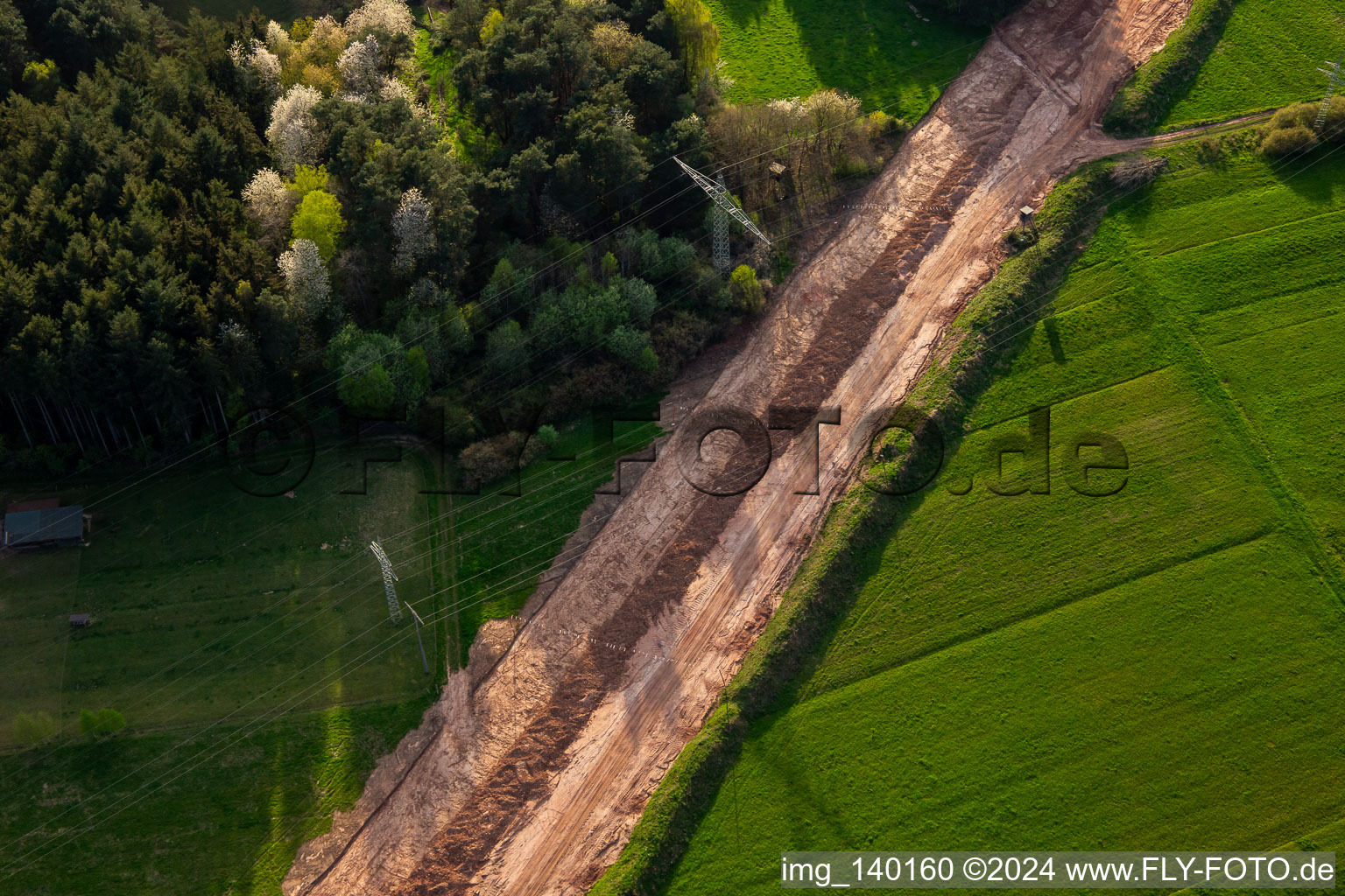 Path through the Palatinate Forest for the reconstruction of the 51 km section of the Trans-Europe natural gas pipeline (TENP-III from the Netherlands to Switzerland) between Mittelbrunn and Klingenmünster in Spirkelbach in the state Rhineland-Palatinate, Germany