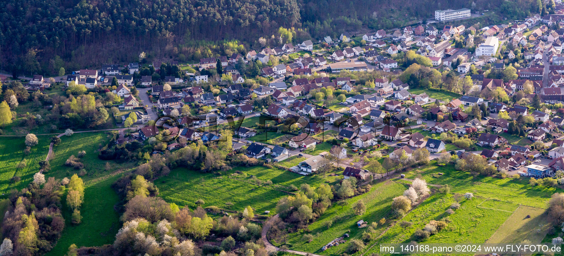 Aerial view of From northeast in Hauenstein in the state Rhineland-Palatinate, Germany