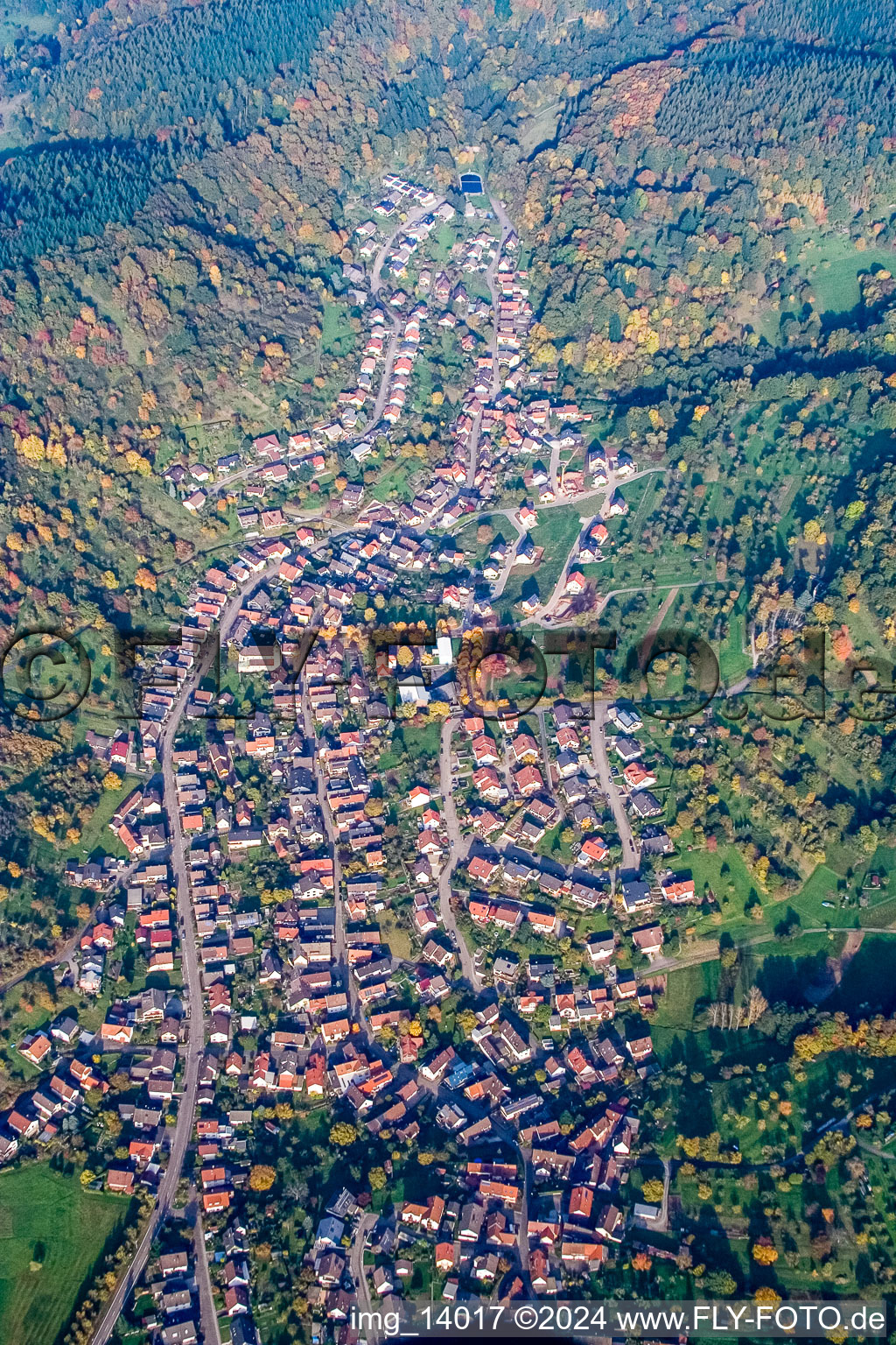 Aerial photograpy of Village view in the district Sulzbach in Gaggenau in the state Baden-Wurttemberg, Germany