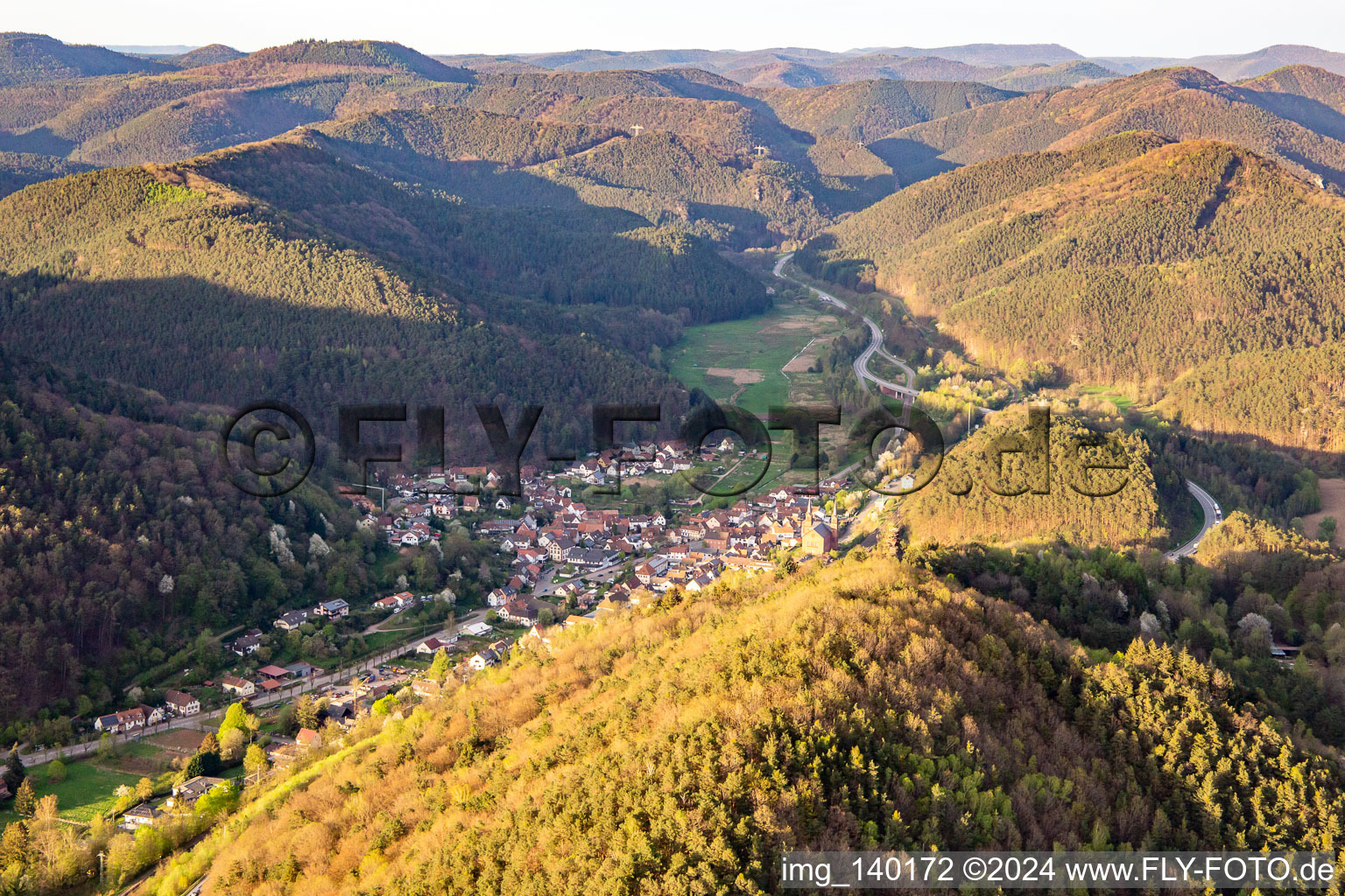 Main Street in Wilgartswiesen in the state Rhineland-Palatinate, Germany