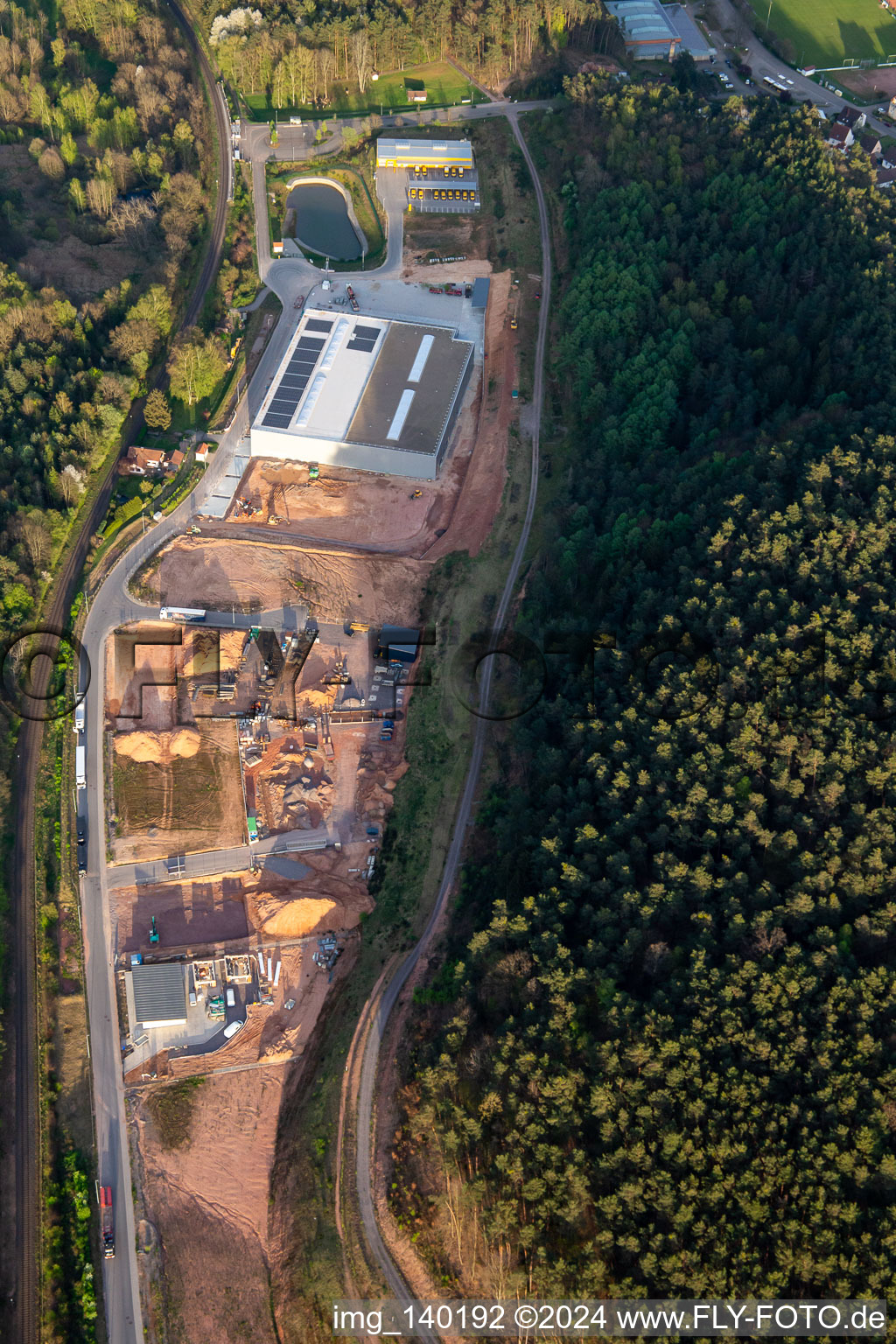 Aerial photograpy of Neufeld industrial area in Wilgartswiesen in the state Rhineland-Palatinate, Germany