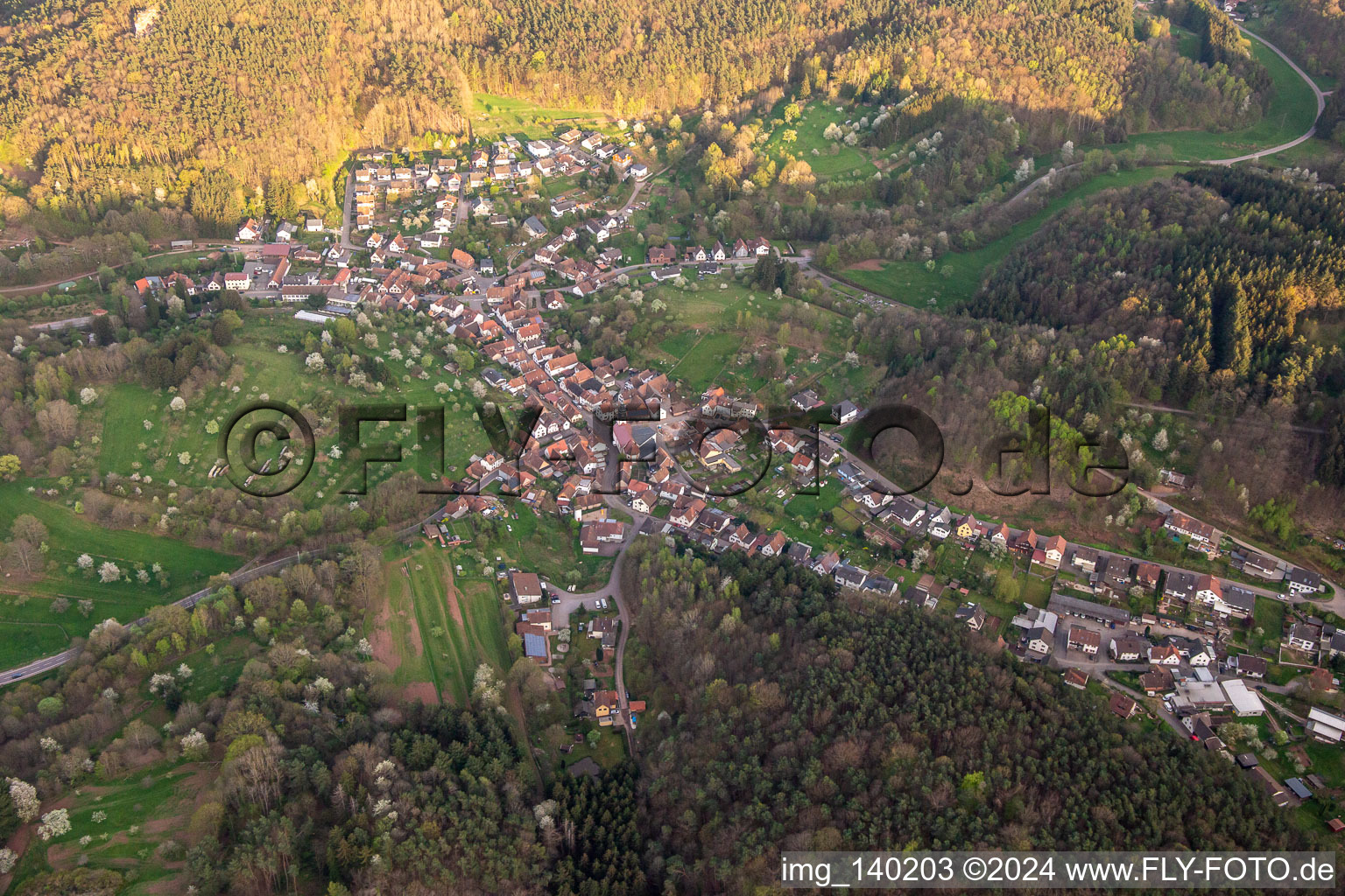 From the north in Schwanheim in the state Rhineland-Palatinate, Germany