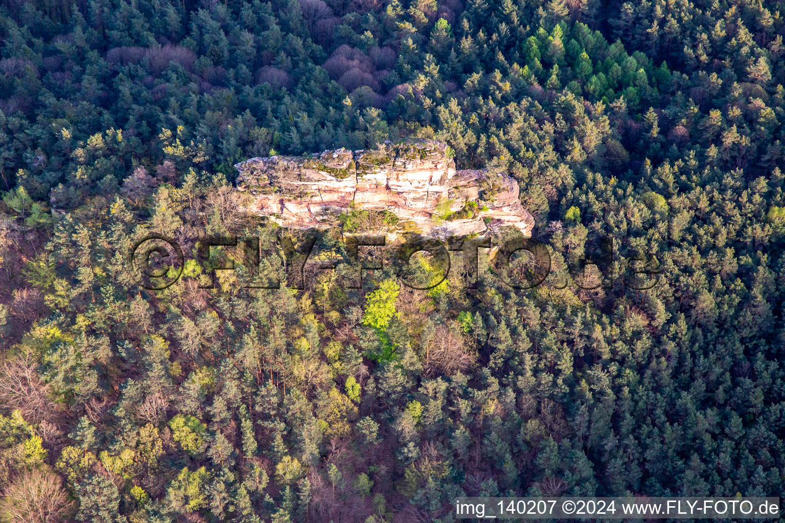 Aerial view of Haselstein in Oberschlettenbach in the state Rhineland-Palatinate, Germany