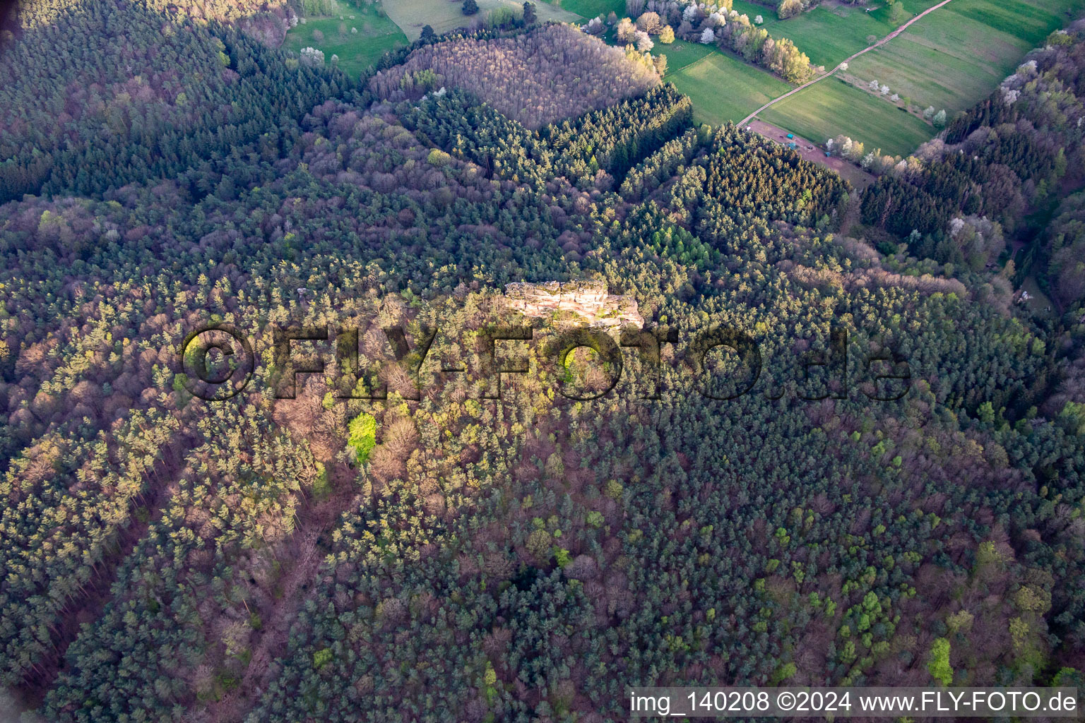 Aerial photograpy of Haselstein in Oberschlettenbach in the state Rhineland-Palatinate, Germany