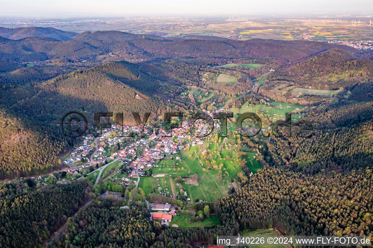 Aerial view of From the west in Birkenhördt in the state Rhineland-Palatinate, Germany