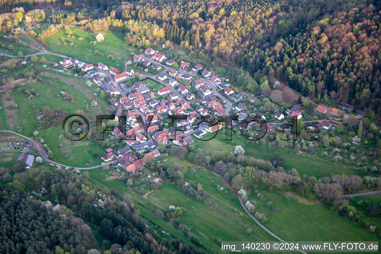 Aerial view of From northwest in Böllenborn in the state Rhineland-Palatinate, Germany
