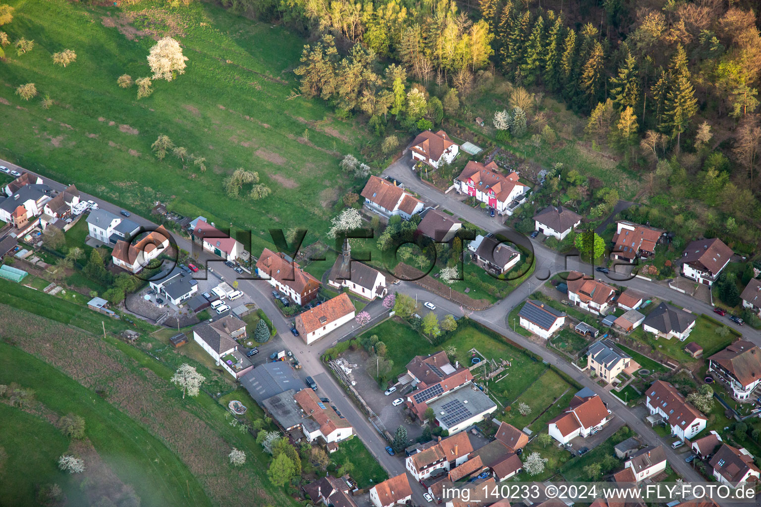Aerial photograpy of From northwest in Böllenborn in the state Rhineland-Palatinate, Germany