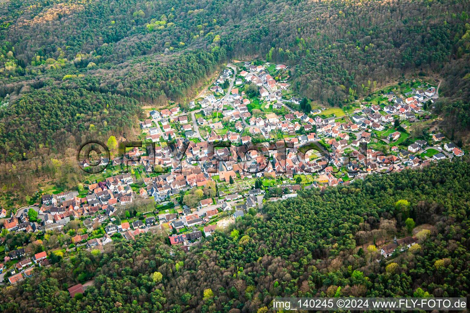 Aerial photograpy of Dörrenbach in the state Rhineland-Palatinate, Germany
