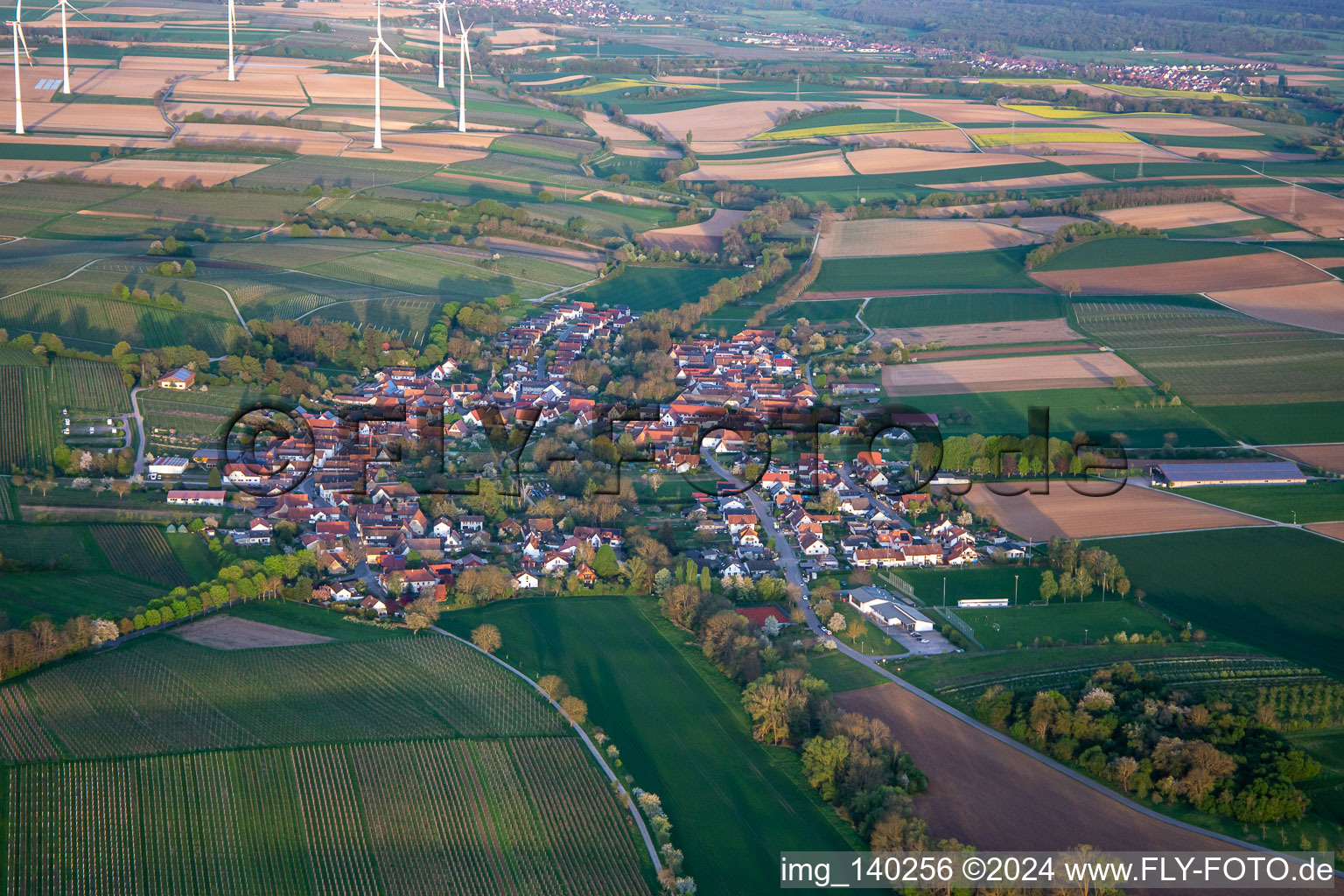 Aerial view of Dierbach in the state Rhineland-Palatinate, Germany