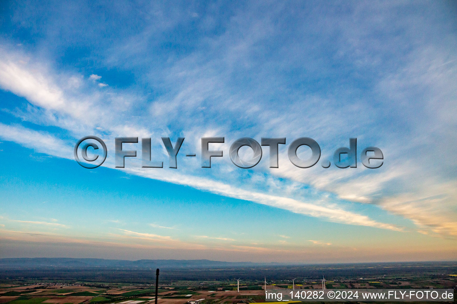 Wind farm in Freckenfeld in the state Rhineland-Palatinate, Germany from above