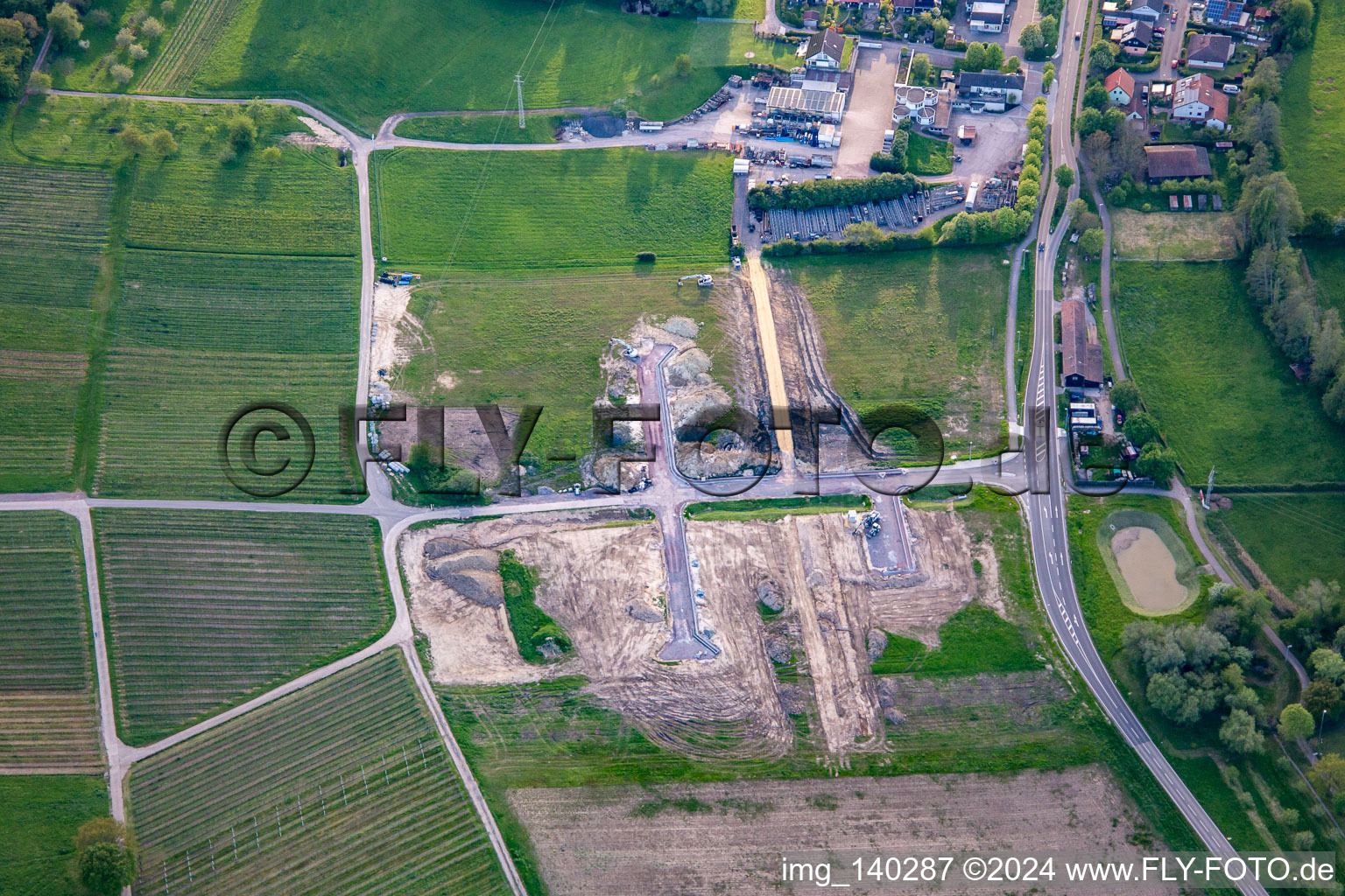 Commercial area East (Bahnhofstr) under development in Klingenmünster in the state Rhineland-Palatinate, Germany