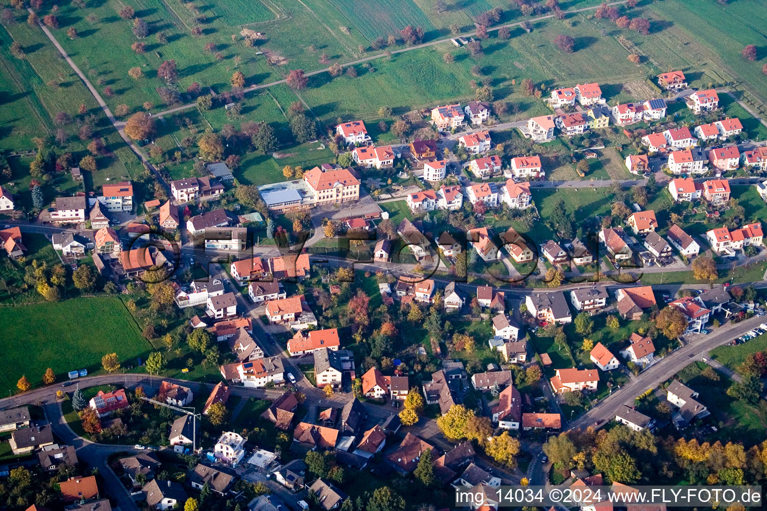 Aerial photograpy of District Völkersbach in Malsch in the state Baden-Wuerttemberg, Germany