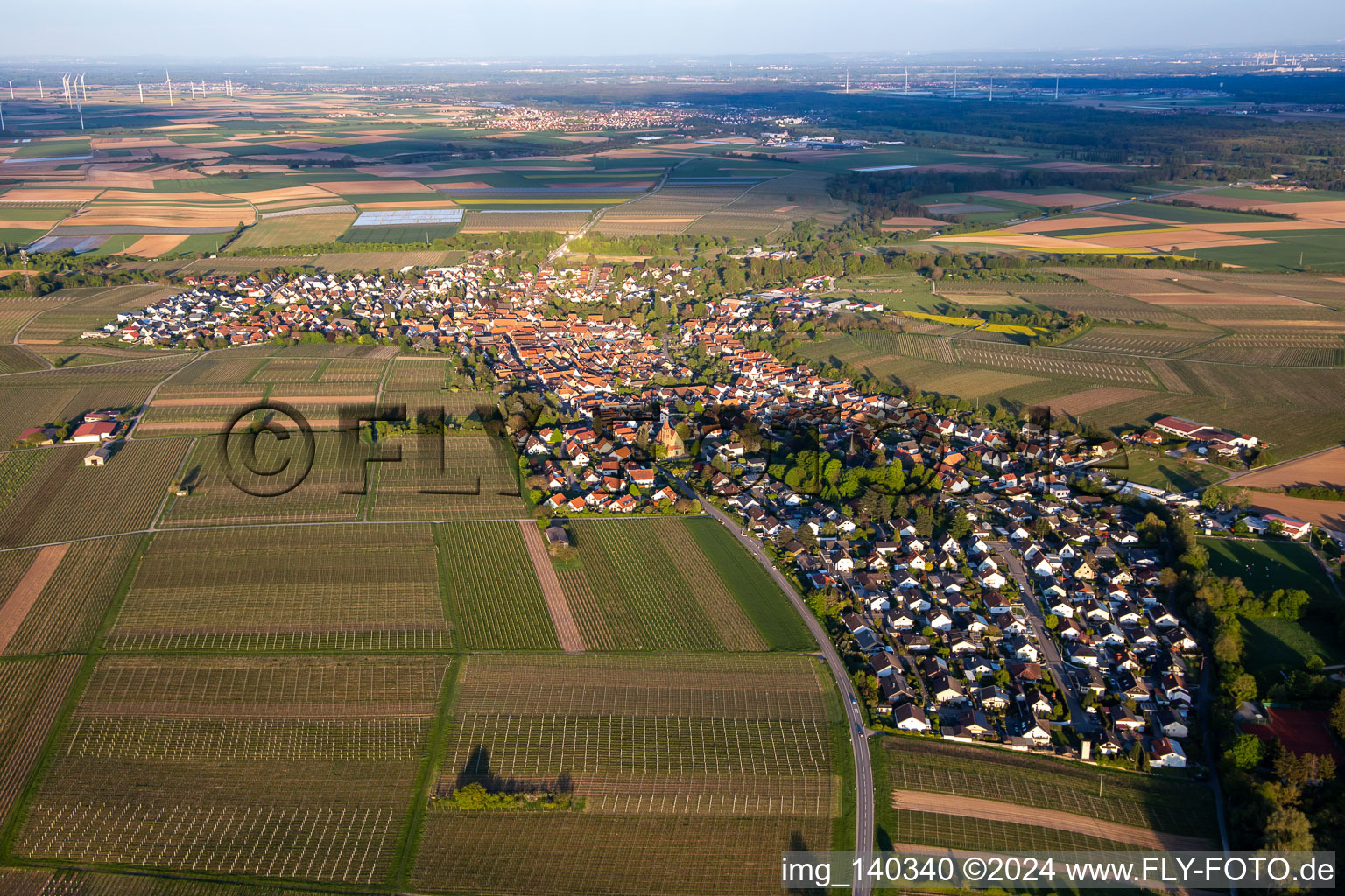 Aerial view of From northwest in Insheim in the state Rhineland-Palatinate, Germany