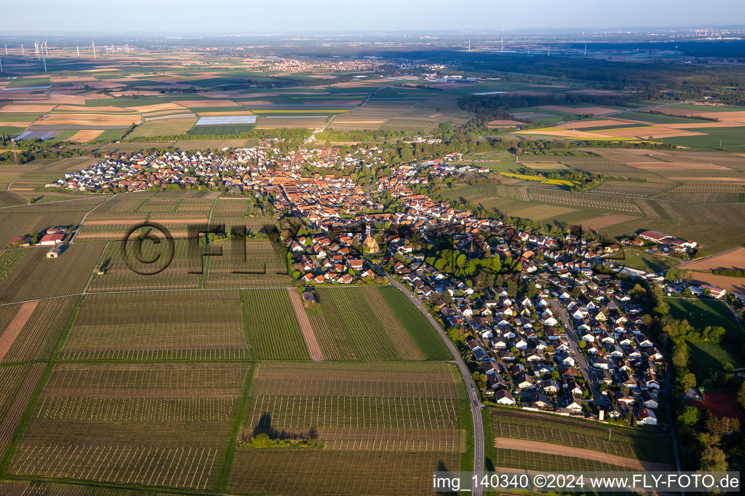 Aerial view of From the northwest in Insheim in the state Rhineland-Palatinate, Germany