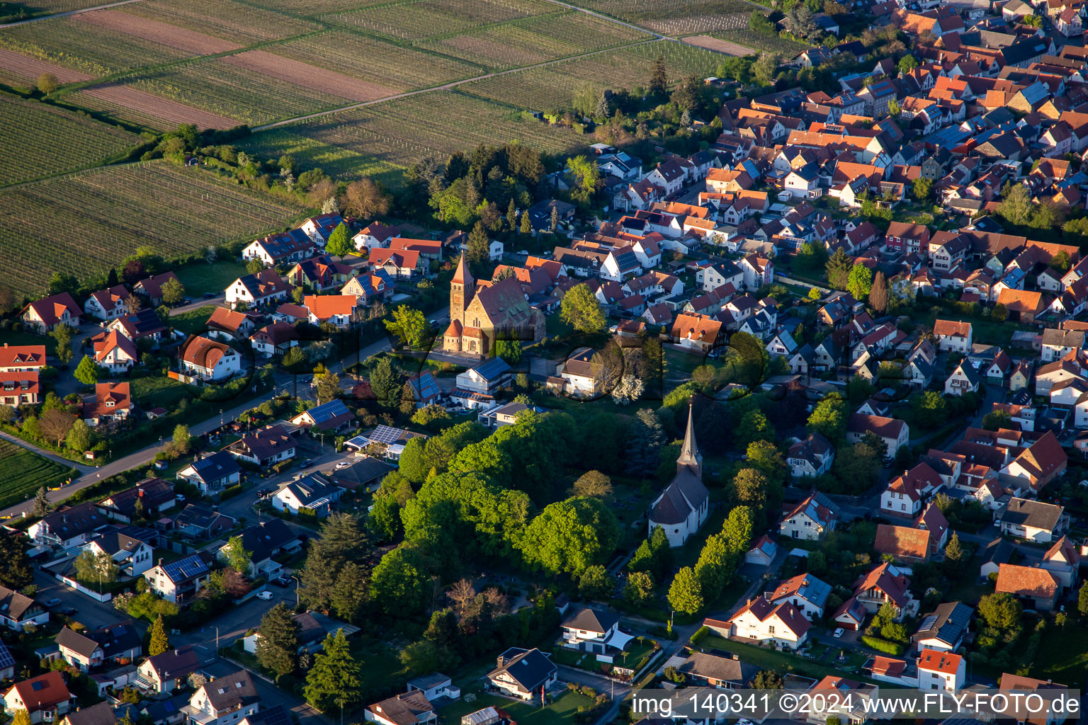 St. Michael's Church and Cemetery in Insheim in the state Rhineland-Palatinate, Germany