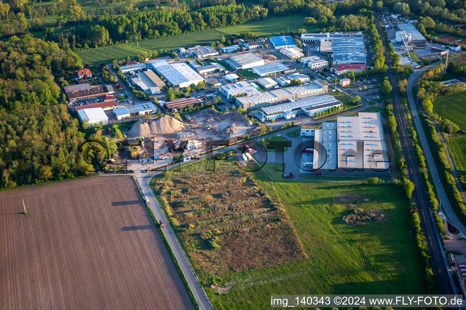 Große Ahlmühle industrial area from the north in Rohrbach in the state Rhineland-Palatinate, Germany