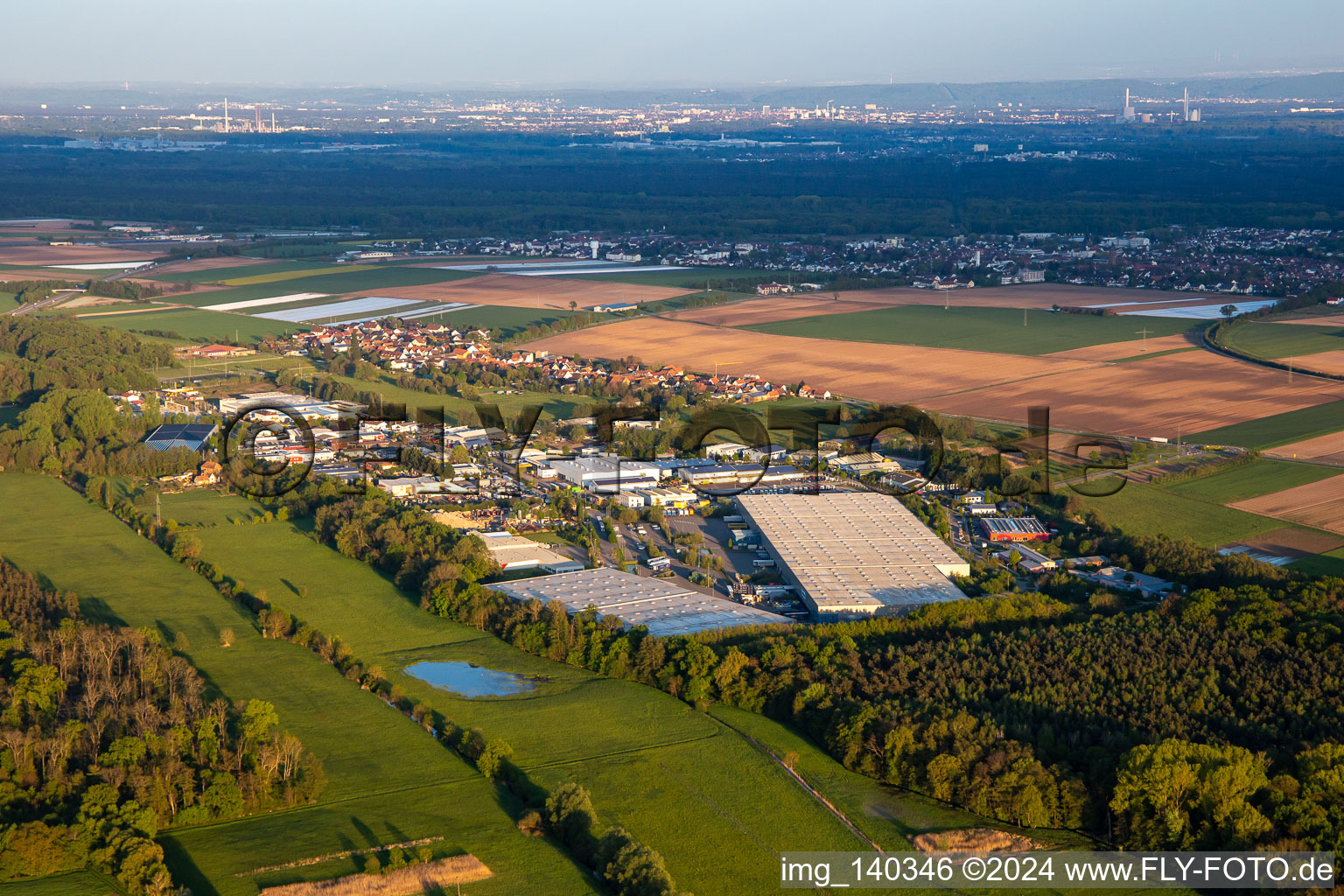 Horst industrial estate from the west in the district Minderslachen in Kandel in the state Rhineland-Palatinate, Germany