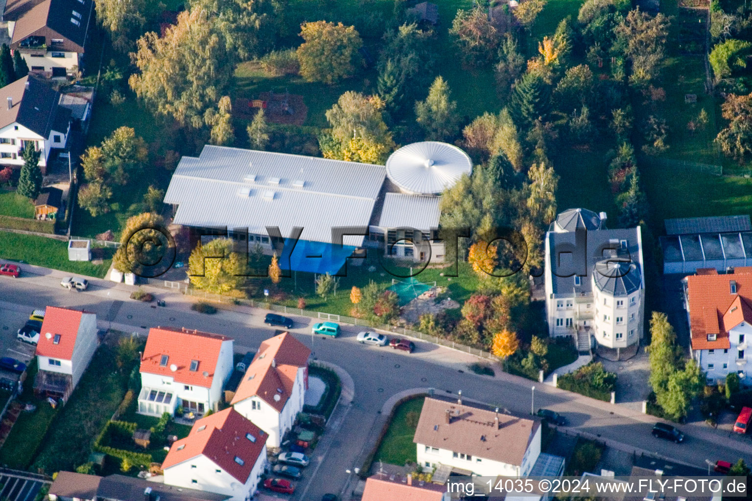 Oblique view of District Völkersbach in Malsch in the state Baden-Wuerttemberg, Germany