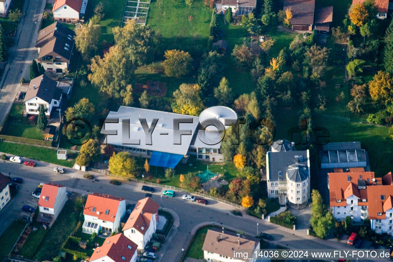 District Völkersbach in Malsch in the state Baden-Wuerttemberg, Germany from above