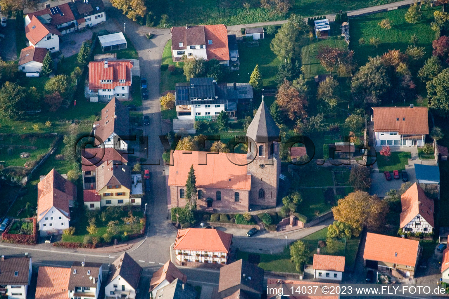 District Völkersbach in Malsch in the state Baden-Wuerttemberg, Germany out of the air