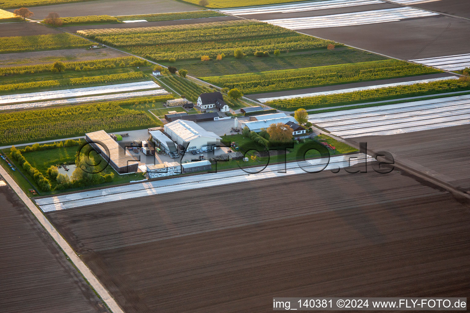 Aerial view of Farmer's garden in Winden in the state Rhineland-Palatinate, Germany
