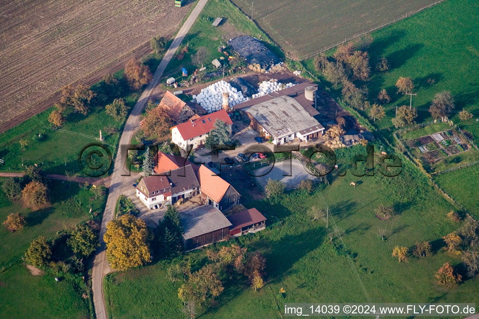 District Völkersbach in Malsch in the state Baden-Wuerttemberg, Germany from the plane