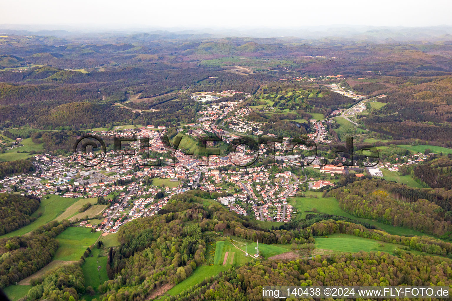 Aerial view of From the west in Bitsch in the state Moselle, France