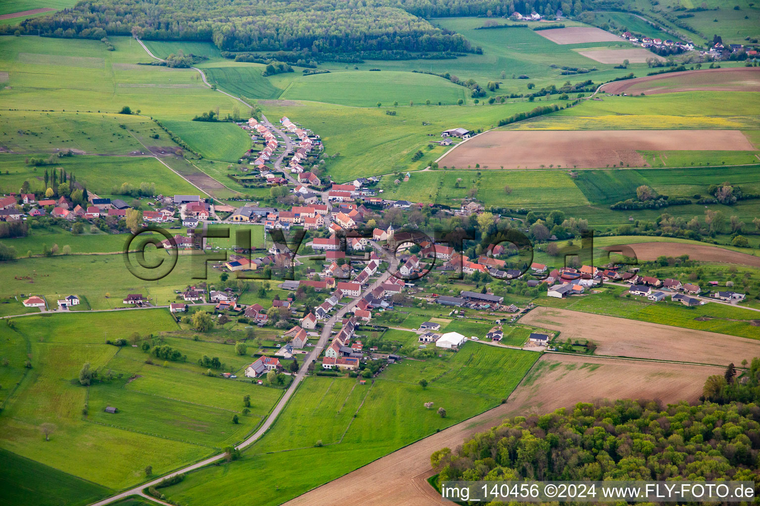 Aerial view of Ormersviller in the state Moselle, France