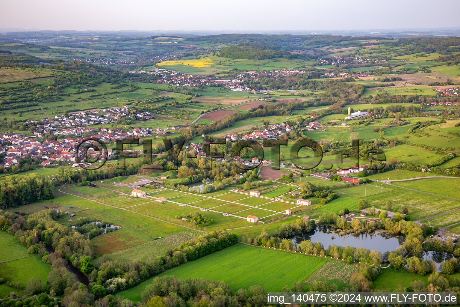 European Cultural Park Bliesbruck-Reinheim Information center with Roman tavern, Gallo-Roman villa of Reinheim and Keltscher Farm in the district Reinheim in Gersheim in the state Saarland, Germany out of the air