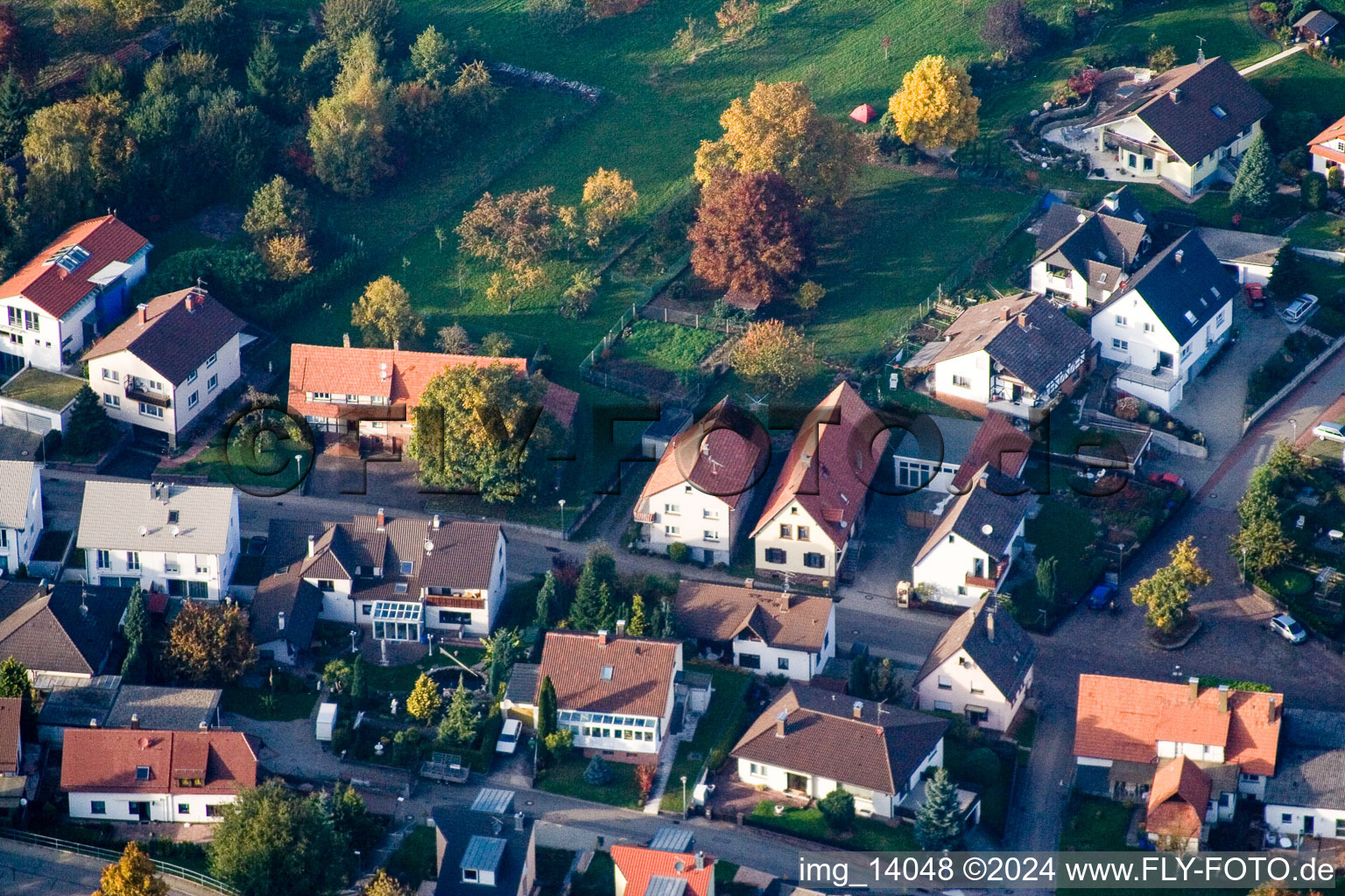 District Schöllbronn in Ettlingen in the state Baden-Wuerttemberg, Germany from a drone