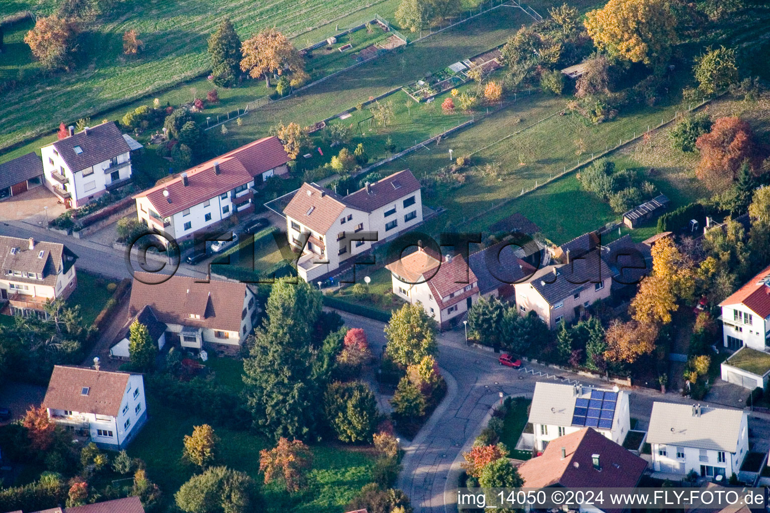 Aerial view of District Schöllbronn in Ettlingen in the state Baden-Wuerttemberg, Germany