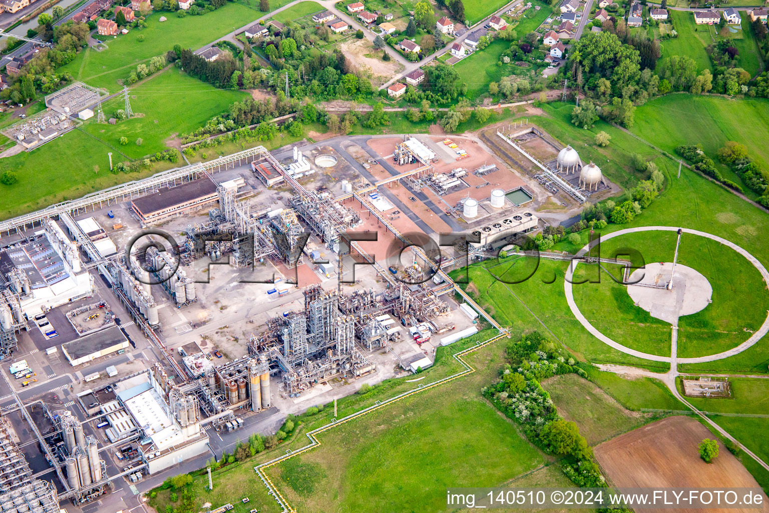 Aerial view of INEOS EUROPE Sarralbe, Ortec Industrie in Sarralbe in the state Moselle, France