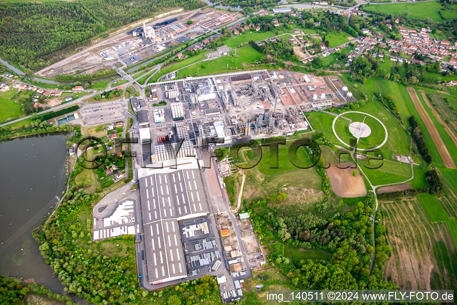 Aerial photograpy of INEOS EUROPE Sarralbe, Ortec Industrie in Sarralbe in the state Moselle, France