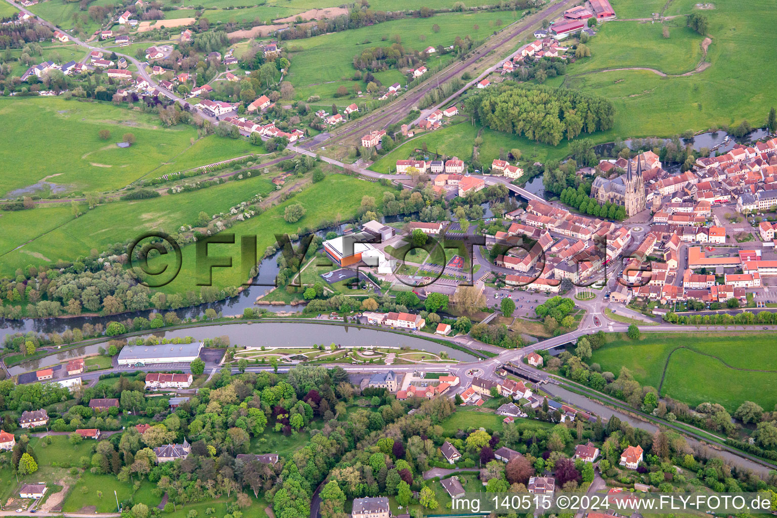 Confluence of Albe and Saar in Sarralbe in the state Moselle, France