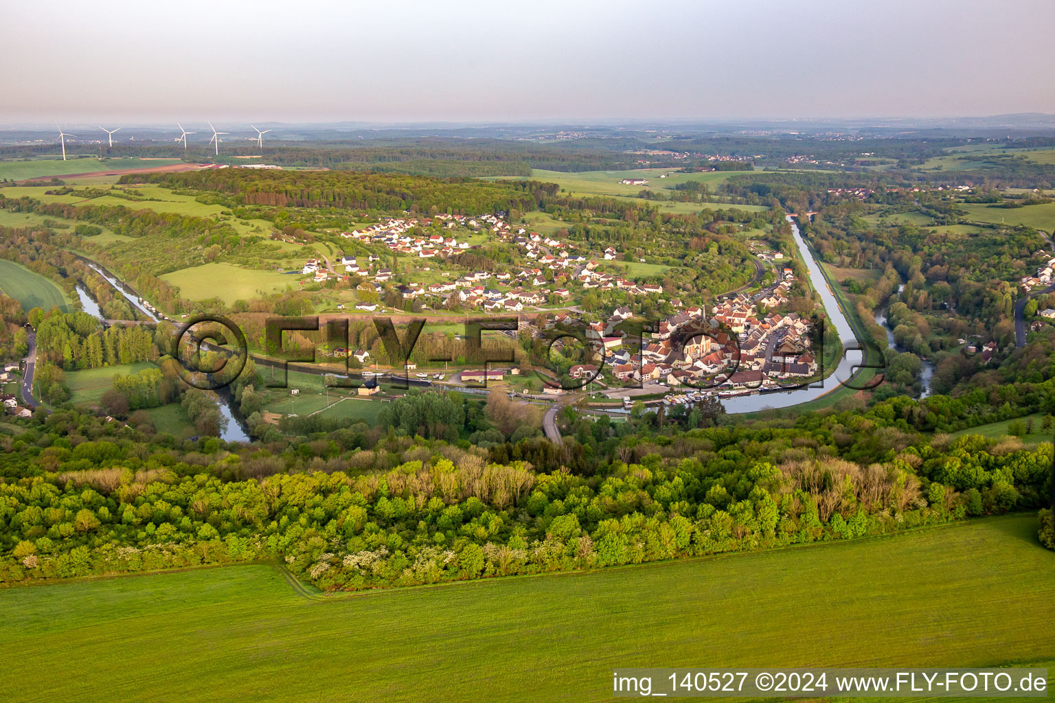 Aerial view of From the south in Wittring in the state Moselle, France