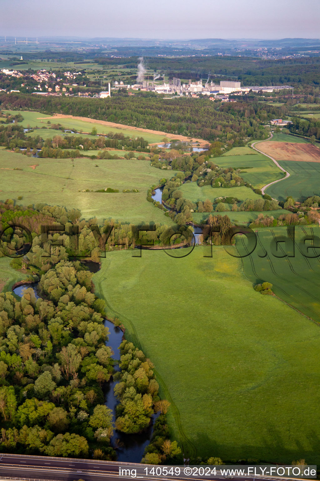 Flood meadows of the Saar are the feeding ground for the storks in Willerwald in the state Moselle, France