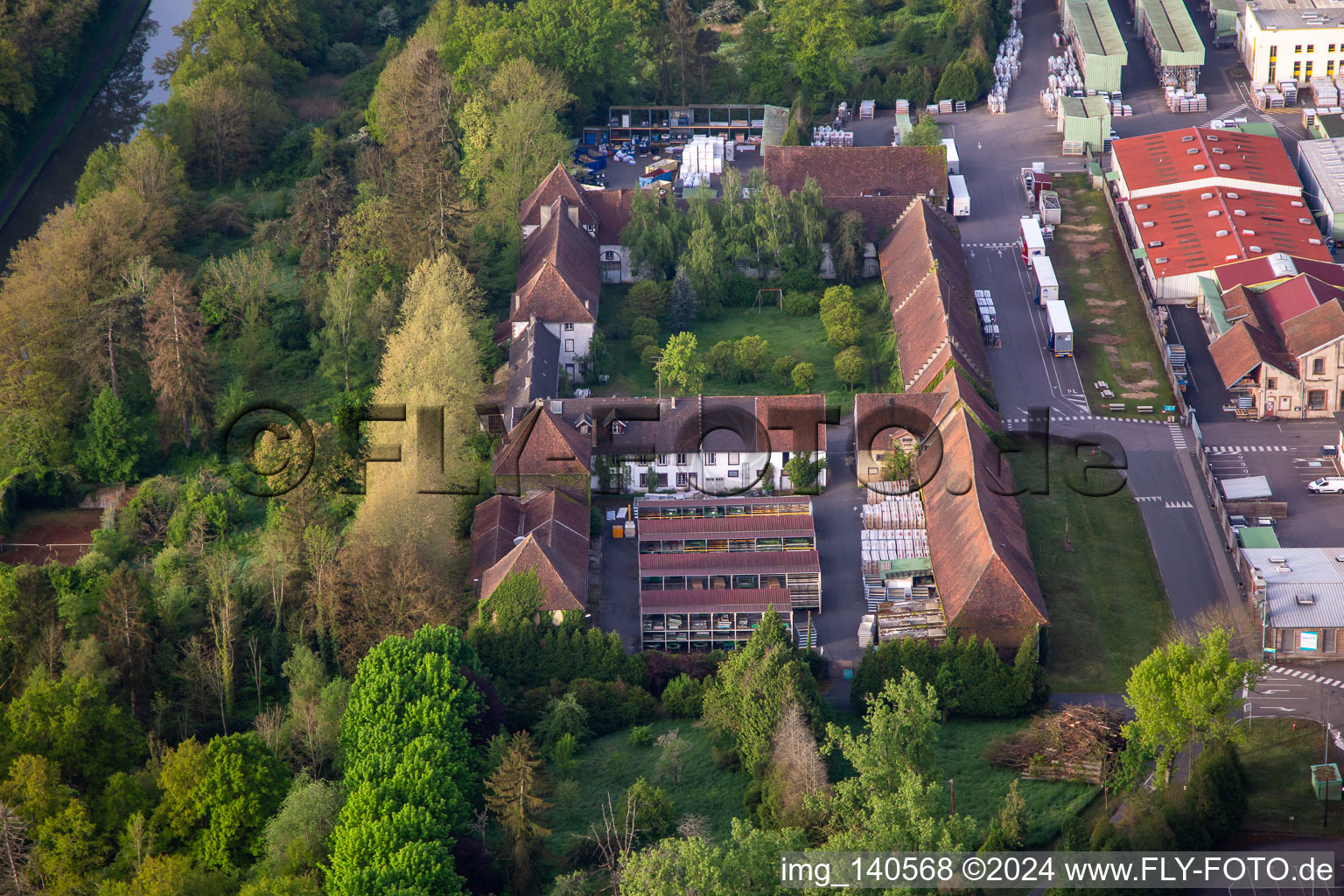 Aerial view of LE HARAS commercial area with Bluetek Sarralbe, SIA Service | Expert in security incendie in Sarralbe in the state Moselle, France