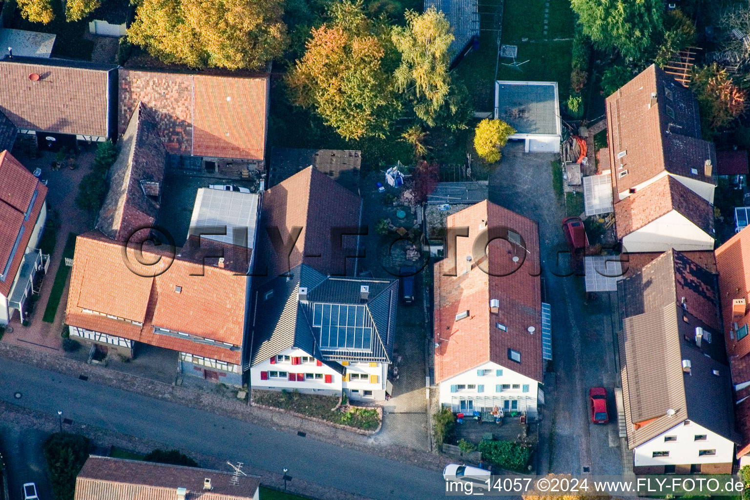 Aerial view of District Schluttenbach in Ettlingen in the state Baden-Wuerttemberg, Germany