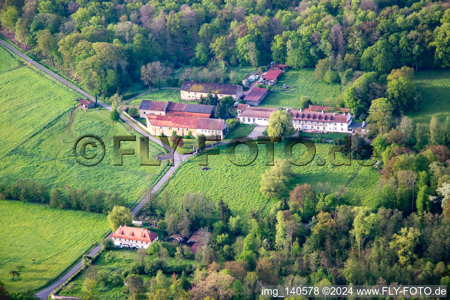 Aerial view of Chateau Bonnefontaine in Altwiller in the state Bas-Rhin, France