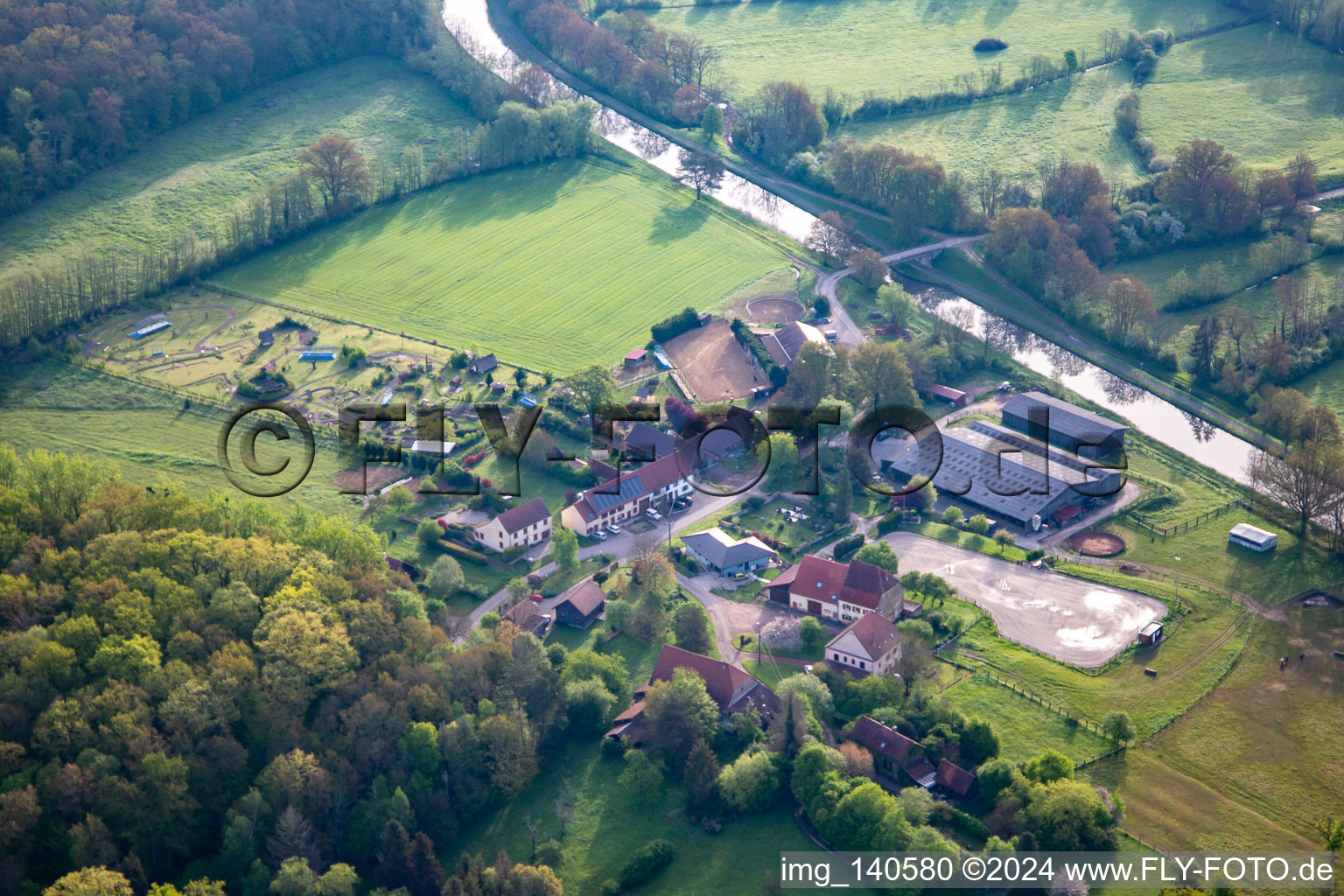 Aerial view of Parc Nature de Cheval in Neuweyerhof in Altwiller in the state Bas-Rhin, France