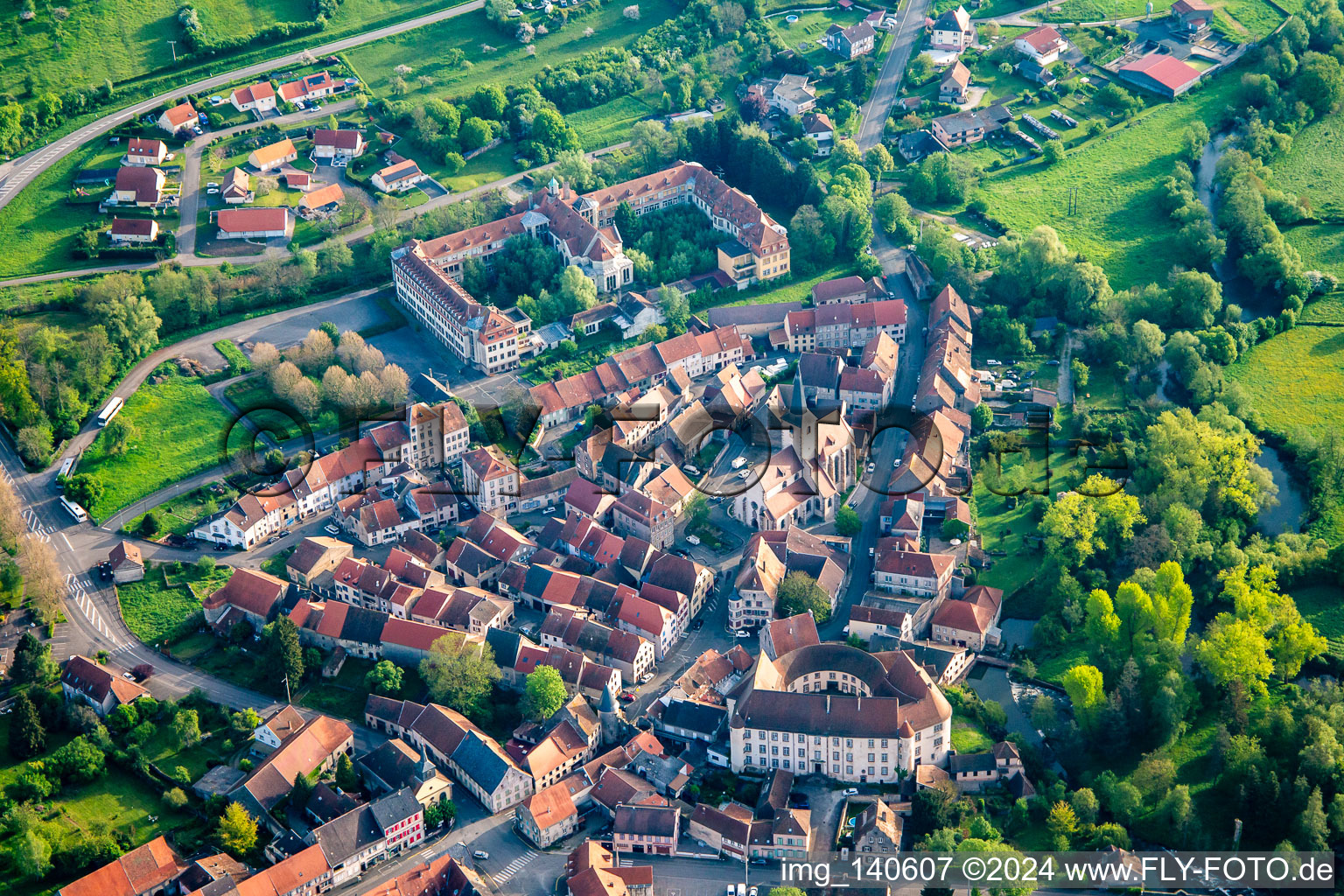 Old town with Château de Fénétrange in Fénétrange in the state Moselle, France